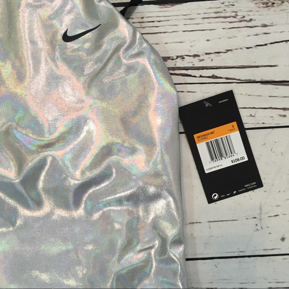Nike flash silver high neck one piece swimsuit NWT - Picture 4 of 6